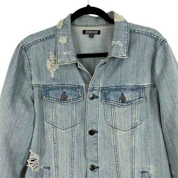 Elwood Mens Size Medium Distressed Legend Graphic Denim Trucker Jacket - Picture 3 of 7